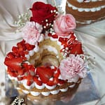 Strawberry Heart Monogram Cake
