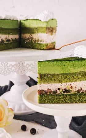 sweetologistco Green Tea Red Bean Mousse Cake
